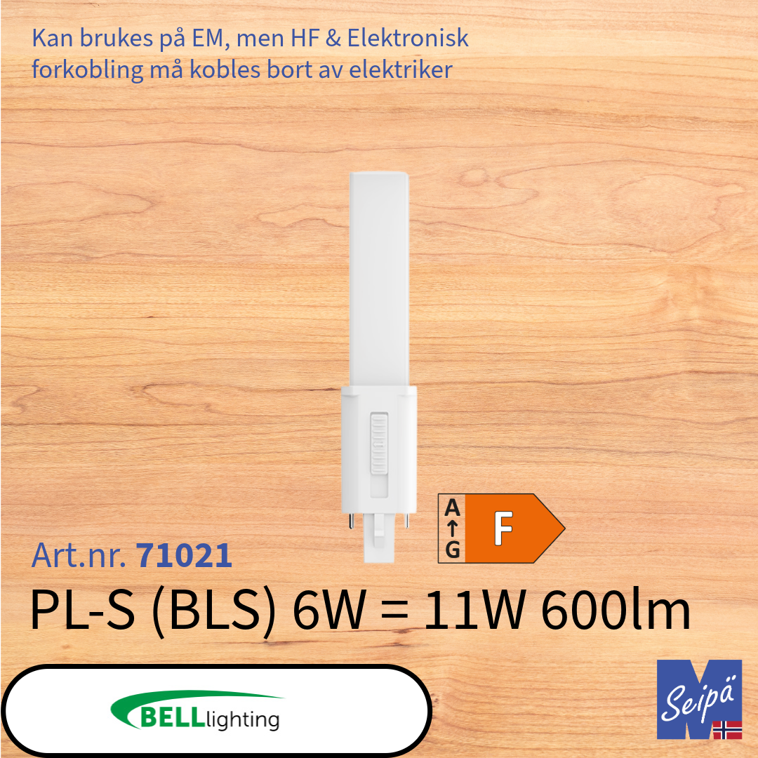 BELL LED-lyskilde PL-kompaktlysrør erstatning (DULUX) BLS BLD BLT BLL 2-rørs G23 & 2G11, 4-rørs G24d/q 6-rørs GX24d/q, 2-pin, 4-pin, CCT innstillbar lysfarge 3000K/4000K/6000K  LED og i termoplast 30.000 timer 5 års garanti