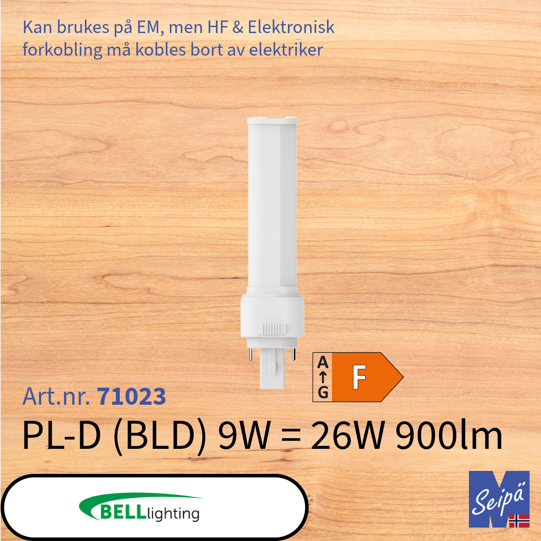 BELL LED-lyskilde PL-kompaktlysrør erstatning (DULUX) BLS BLD BLT BLL 2-rørs G23 & 2G11, 4-rørs G24d/q 6-rørs GX24d/q, 2-pin, 4-pin, CCT innstillbar lysfarge 3000K/4000K/6000K  LED og i termoplast 30.000 timer 5 års garanti