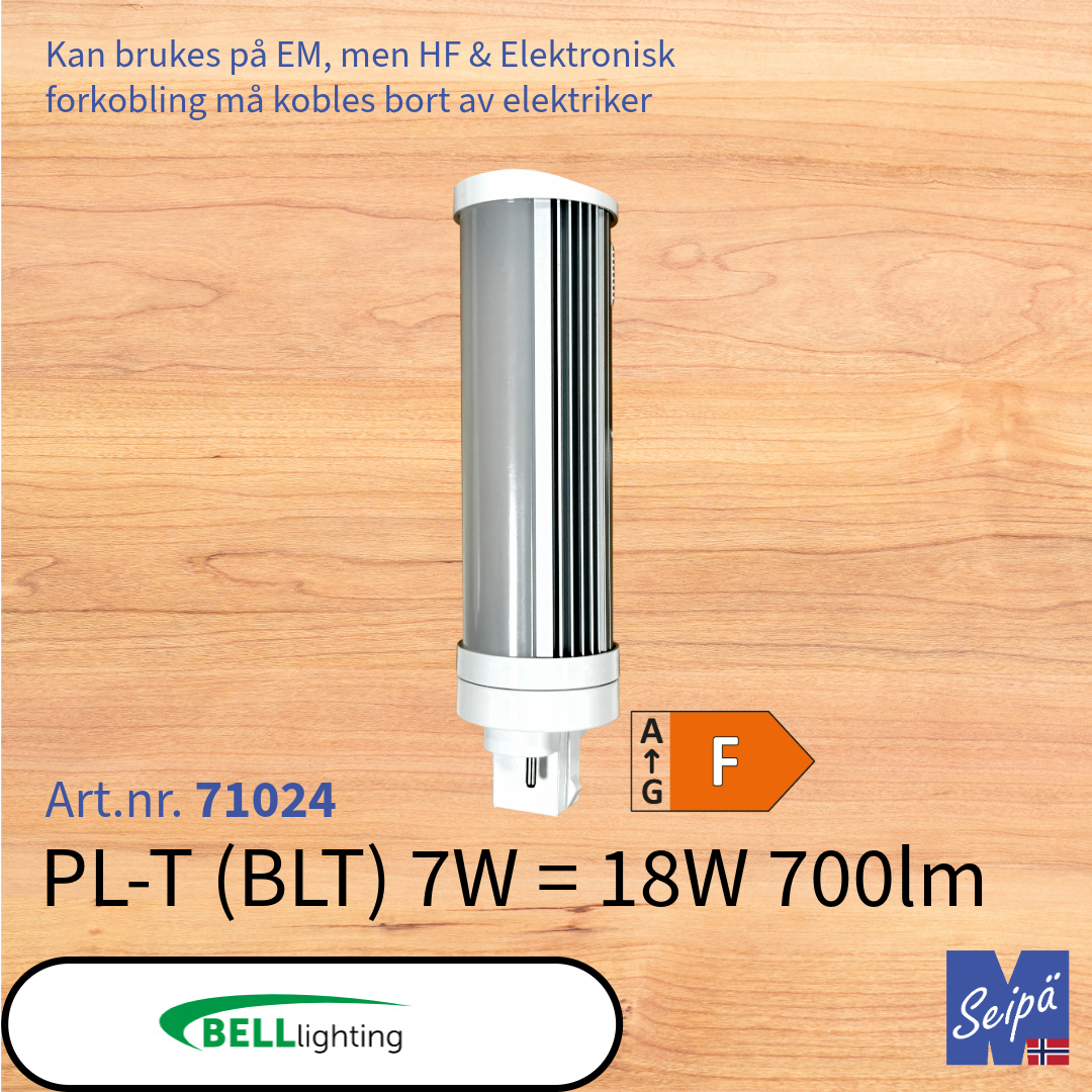 BELL LED-lyskilde PL-kompaktlysrør erstatning (DULUX) BLS BLD BLT BLL 2-rørs G23 & 2G11, 4-rørs G24d/q 6-rørs GX24d/q, 2-pin, 4-pin, CCT innstillbar lysfarge 3000K/4000K/6000K  LED og i termoplast 30.000 timer 5 års garanti