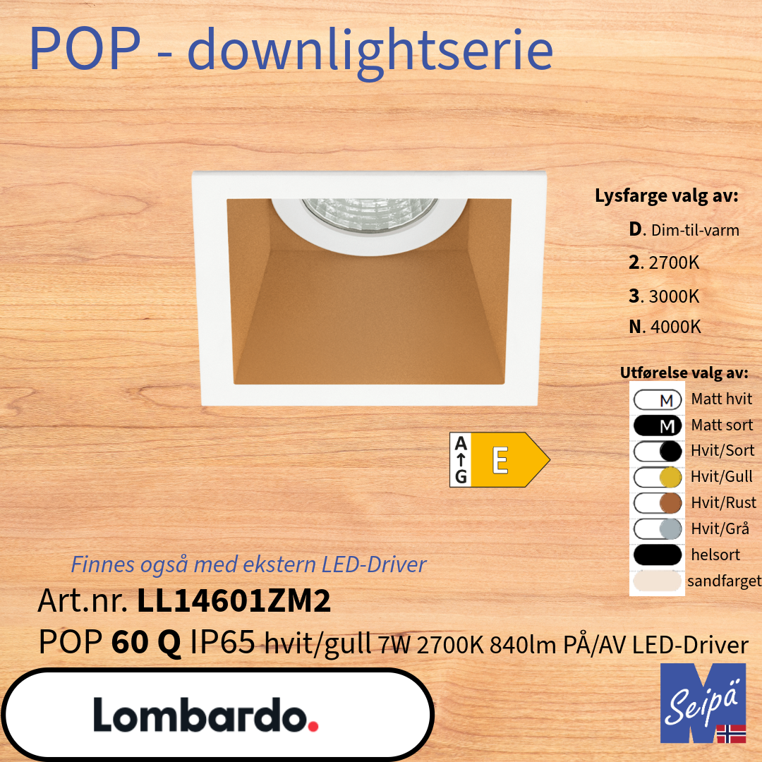 LOMBARDO POP 60 Q IP65 Downlight LL14601ZM2 LL14601WM2