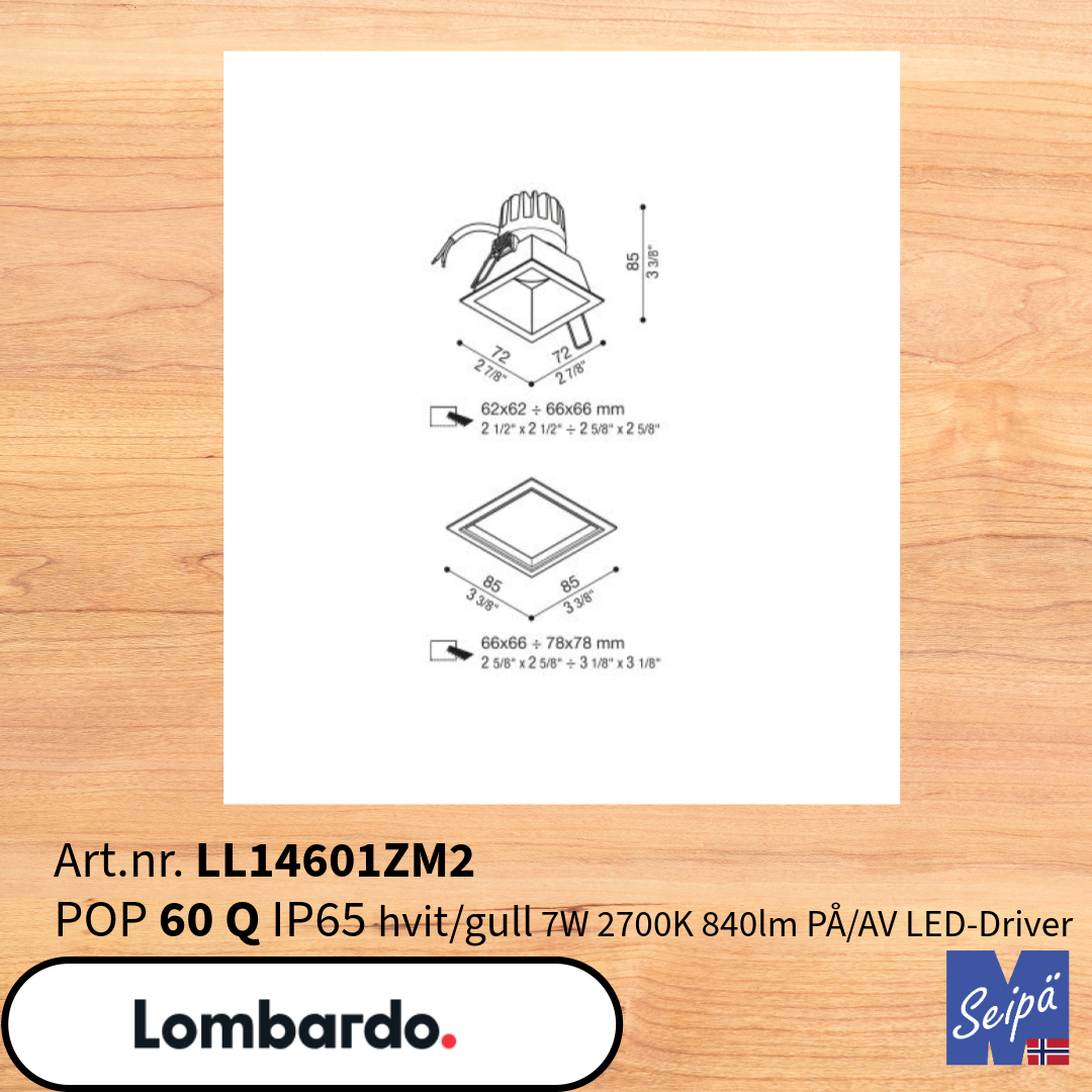 LOMBARDO POP 60 Q IP65 Downlight LL14601ZM2 LL14601WM2