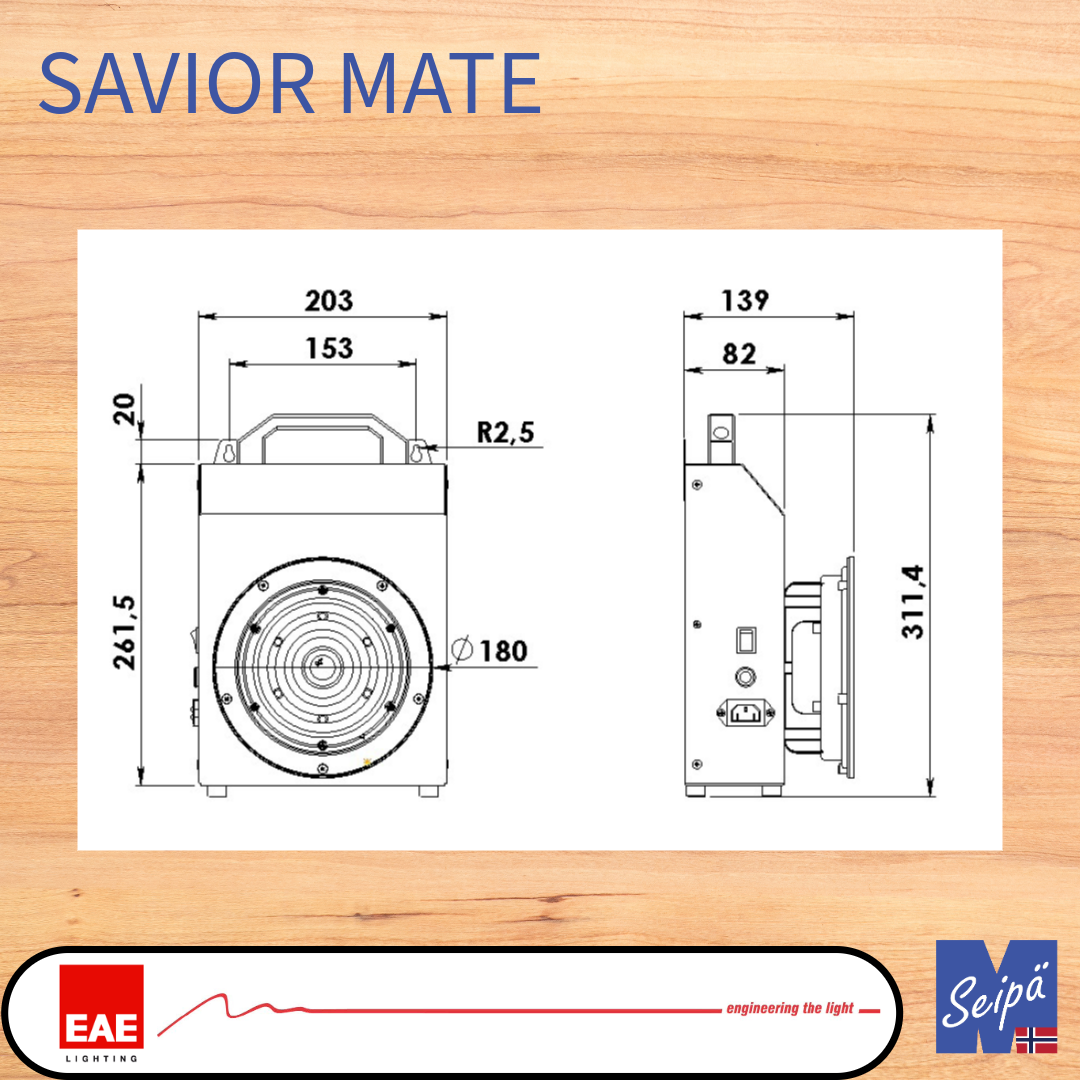 EAE SAVIOR MATE Nødlys / håndlykt 3 timer oppladbar 10W 1620 lm 4000K m/indikatorLED Art nr 3358027