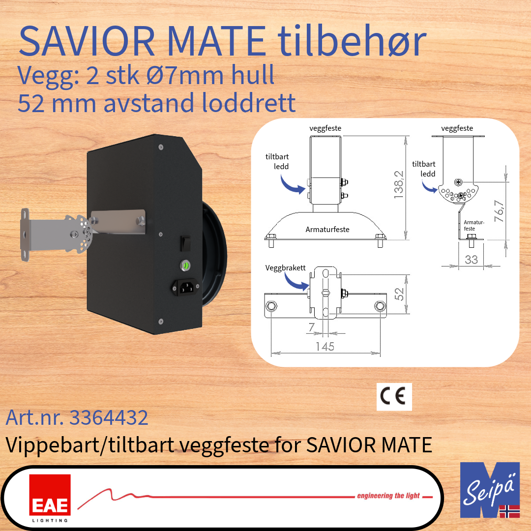 EAE SAVIOR MATE Nødlys / håndlykt 3 timer oppladbar 10W 1620 lm 4000K m/indikatorLED Art nr 3358027