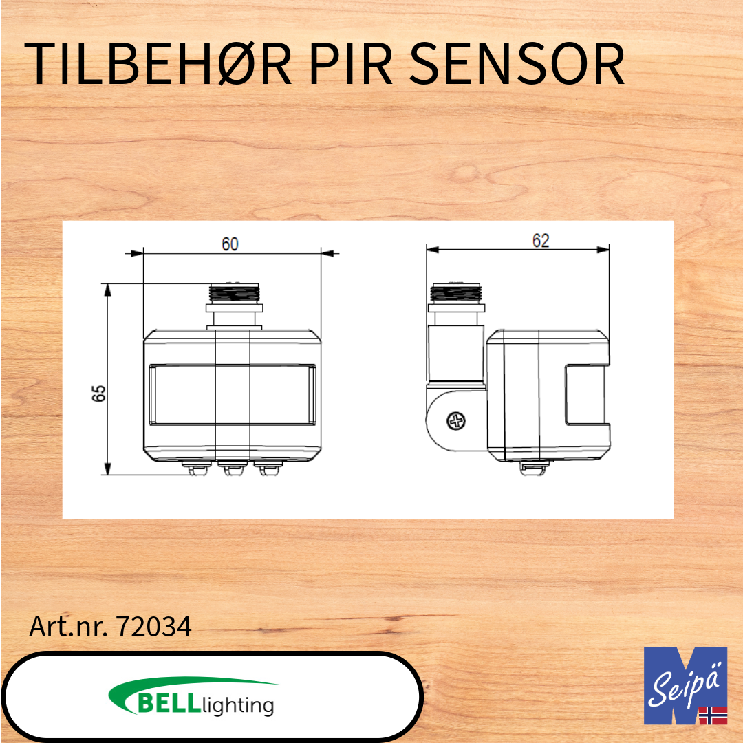 BELL Tilbehør LED-lyskaster PIR-sensor plugg inn med innstilling lux / tid / følsomhet