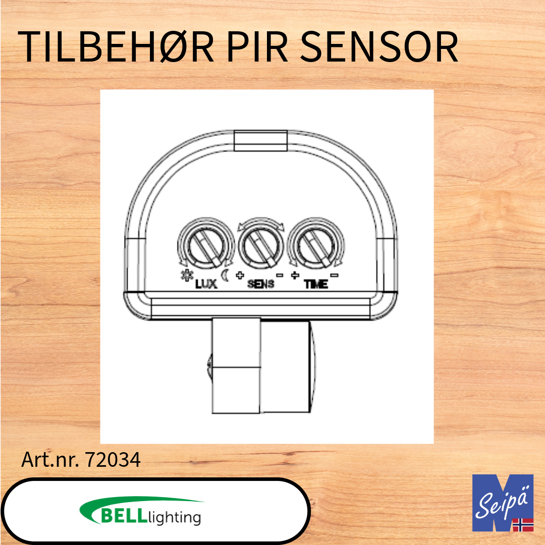 BELL Tilbehør LED-lyskaster PIR-sensor plugg inn med innstilling lux / tid / følsomhet