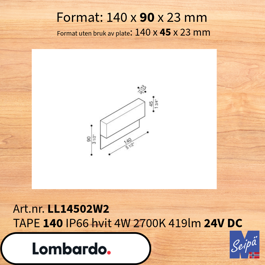 LOMBARDO TAPE 140 Hvit IP66 DC 24V LL14502W2