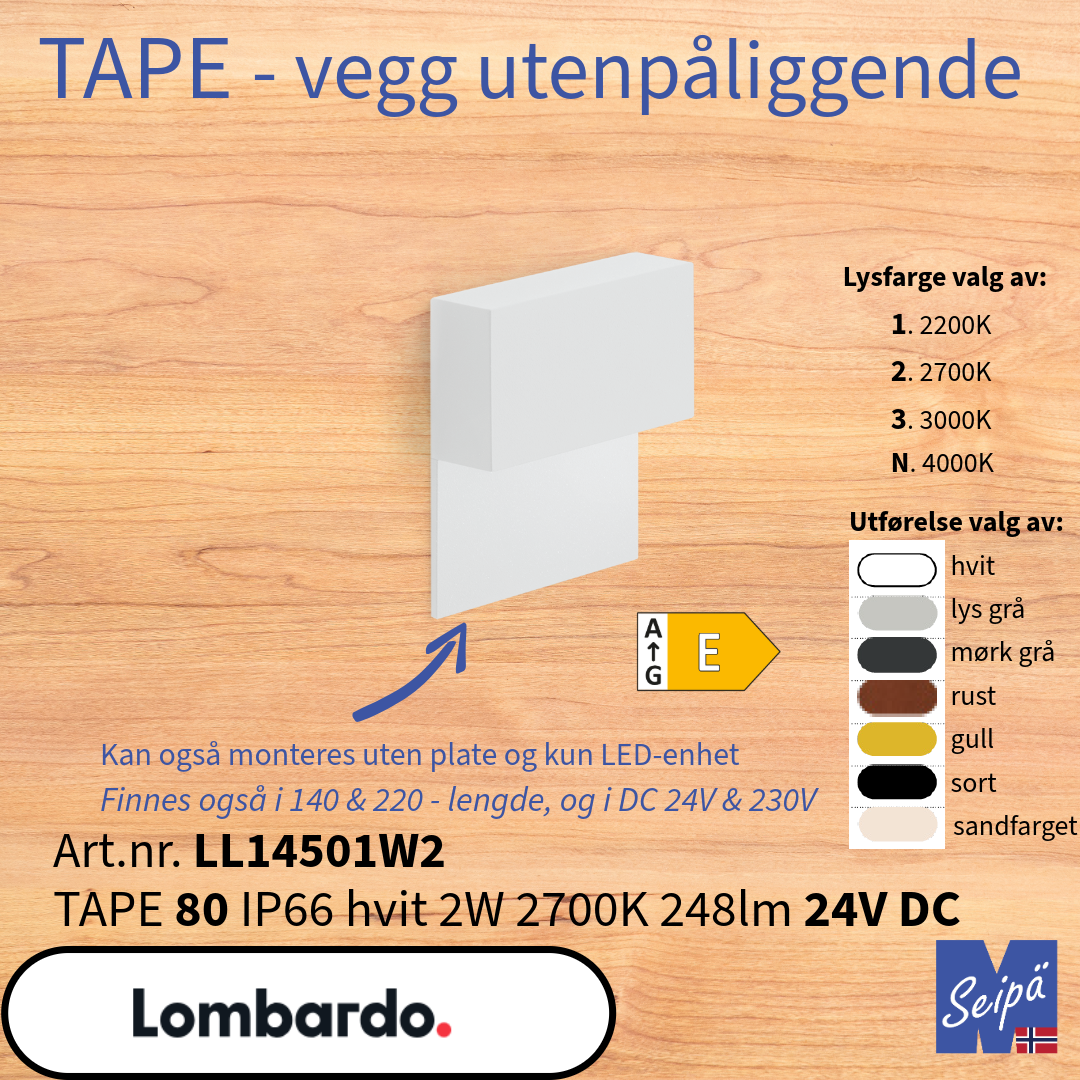 LOMBARDO TAPE 80 Hvit IP66 DC 24V LL14501W2