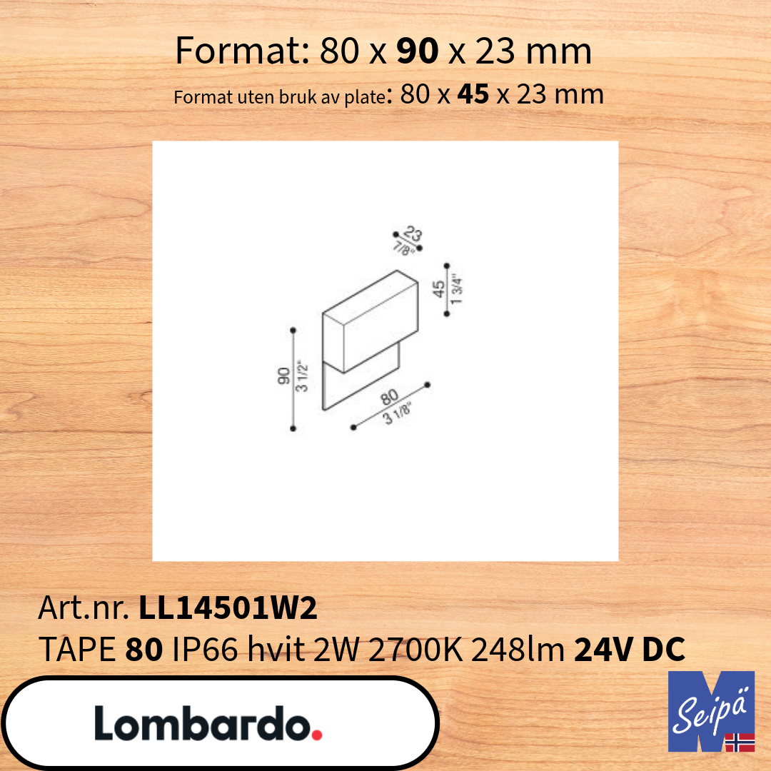 LOMBARDO TAPE 80 Hvit IP66 DC 24V LL14501W2