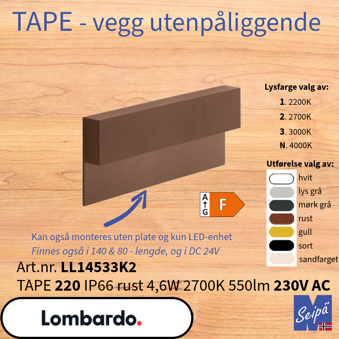 LOMBARDO TAPE 220 Hvit IP66 AC 230V LL14533W2