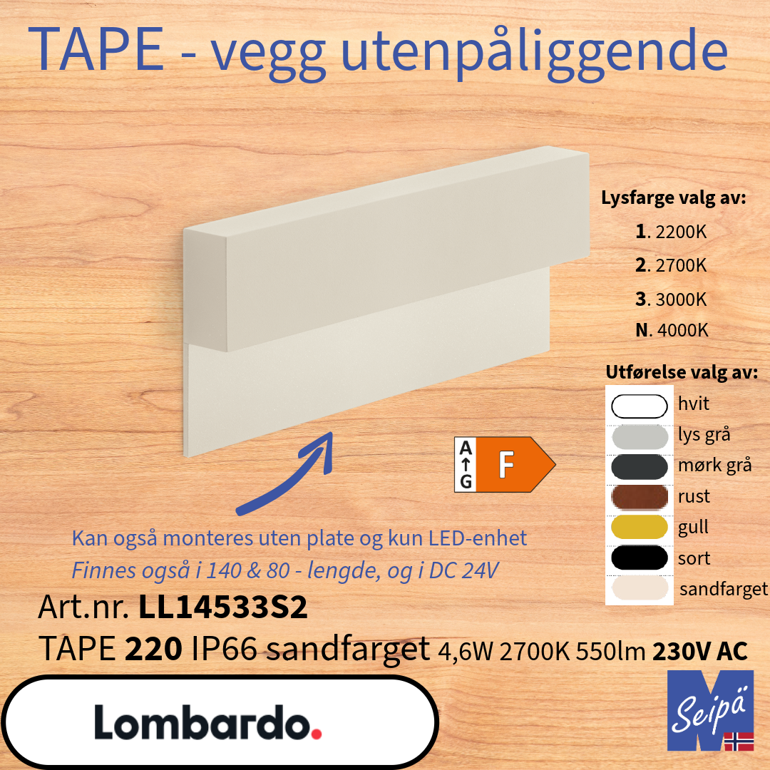 LOMBARDO TAPE 220 Hvit IP66 AC 230V LL14533W2