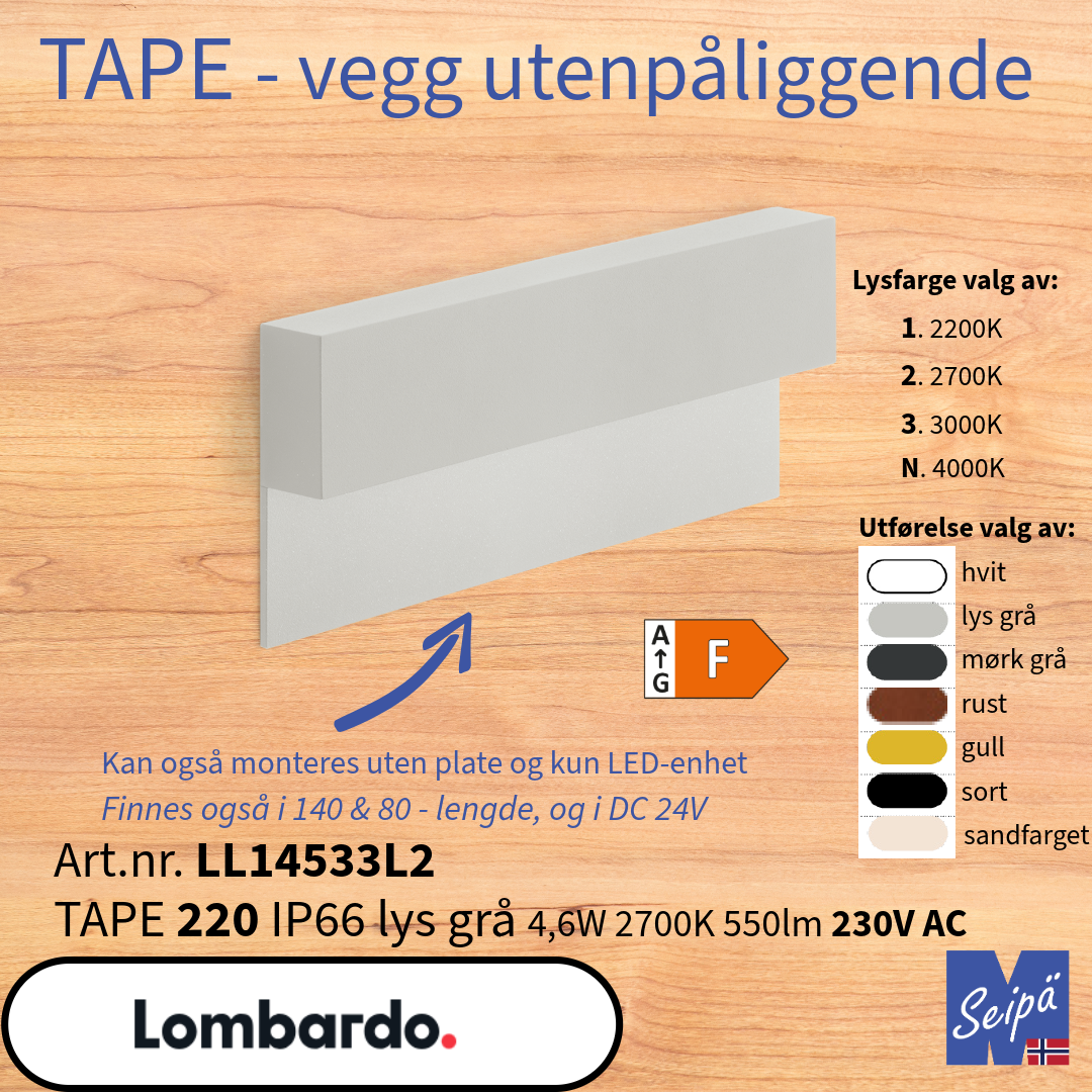 LOMBARDO TAPE 220 Hvit IP66 AC 230V LL14533W2