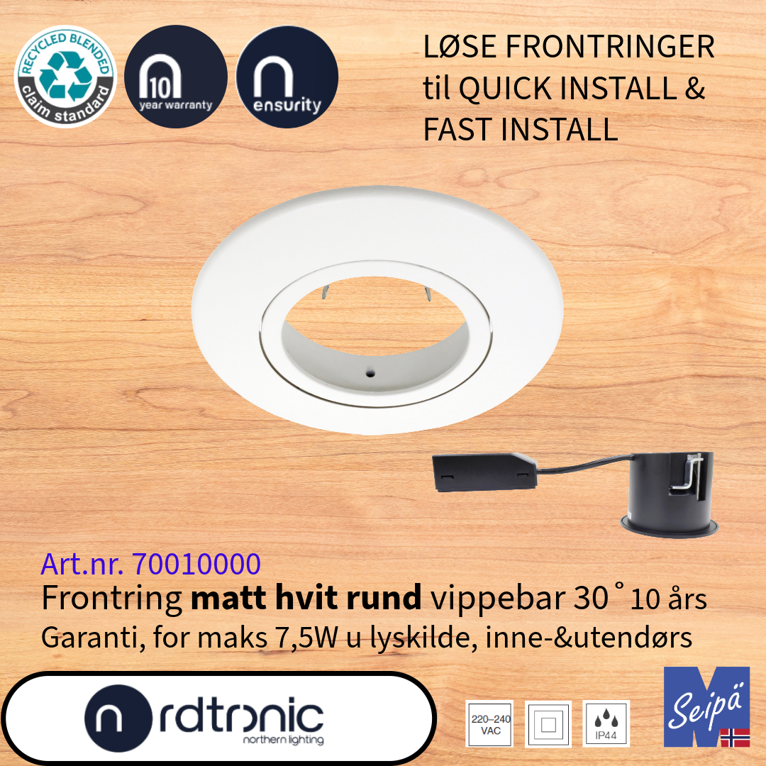 NORDTRONIC LØSE FRONTRINGER til QUICK INSTALL G2 & UNI INSTALL G2 Art nr 70010000-10920000