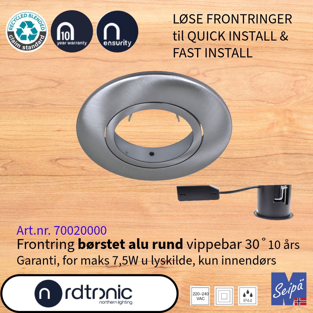 NORDTRONIC LØSE FRONTRINGER til QUICK INSTALL G2 & UNI INSTALL G2 Art nr 70010000-10920000