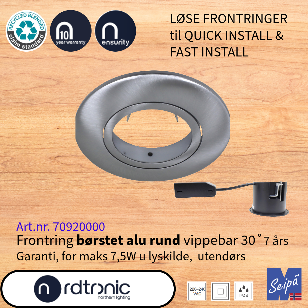 NORDTRONIC LØSE FRONTRINGER til QUICK INSTALL G2 & UNI INSTALL G2 Art nr 70010000-10920000