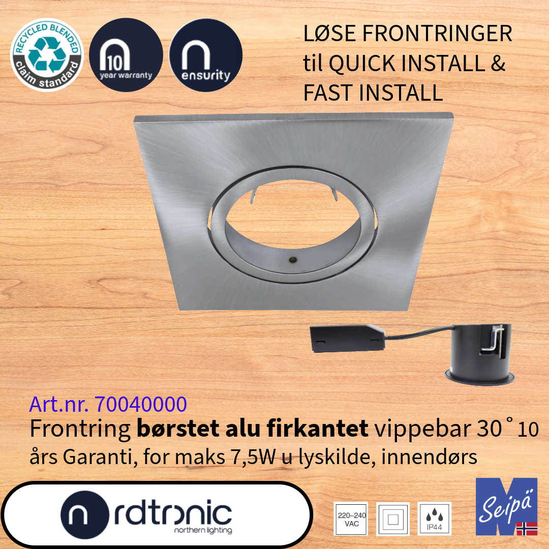 NORDTRONIC LØSE FRONTRINGER til QUICK INSTALL G2 & UNI INSTALL G2 Art nr 70010000-10920000
