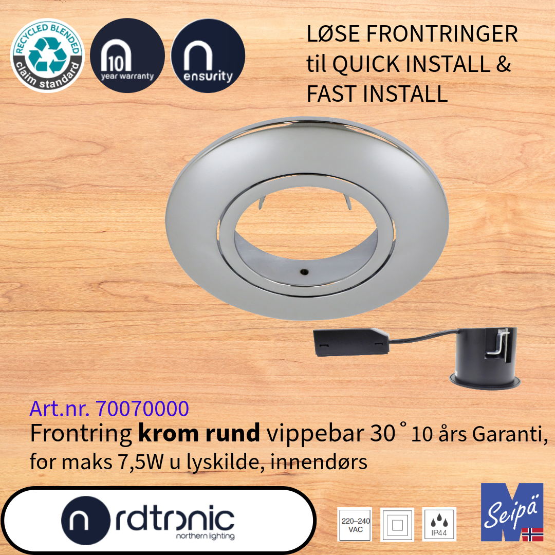 NORDTRONIC LØSE FRONTRINGER til QUICK INSTALL G2 & UNI INSTALL G2 Art nr 70010000-10920000